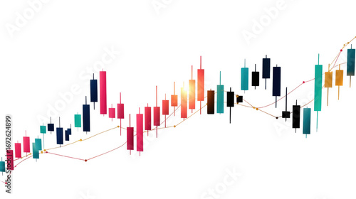 Candlestick Chart Visual: A dynamic candlestick chart vividly illustrates the volatility and trends within the financial markets, capturing the fluctuations of price over a specific time frame.