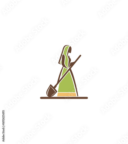Woman digging with shovel
