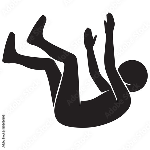 Black Silhouette of a Person Falling or Floating with Arms Raised