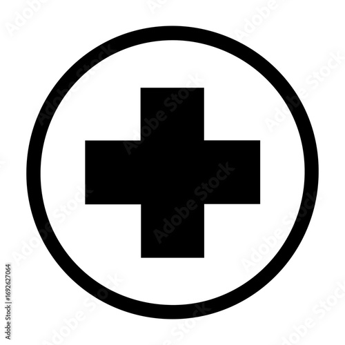 A black and white image of a cross with a white circle around it. Concept of importance and significance, as the cross is a symbol of faith and hope