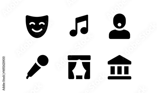 Performing arts icons: music, theater, and performance symbols