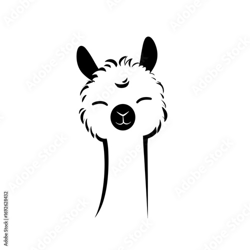 alpaca. alpaca simple black and white line art vector logo