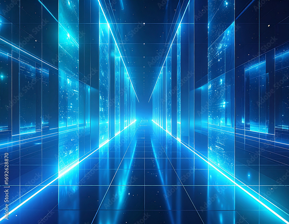 Naklejka premium Glassmorphism Network – Futuristic Medical Background