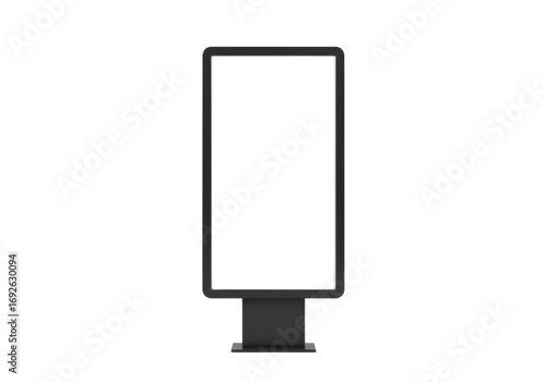 Blank Digital Billboard Displayed Vertically With Black Frame Isolated Against Transparent Background for Advertising Message