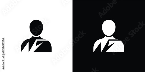 Person with Arm Sling Silhouette Icon on Transparent Background, Simple Design