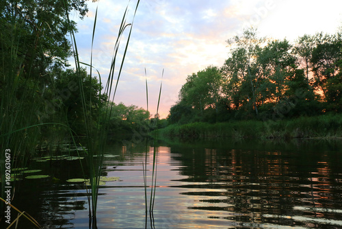 sunset on river
