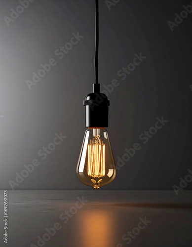 Hanging Edison-style light bulb