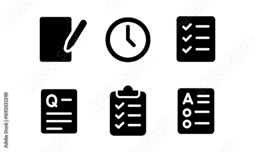 Essential document and time management icons for applications and planning