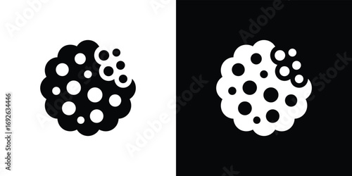 Rounded Shape Featuring Dotted Patterns in Black and White, Object Element