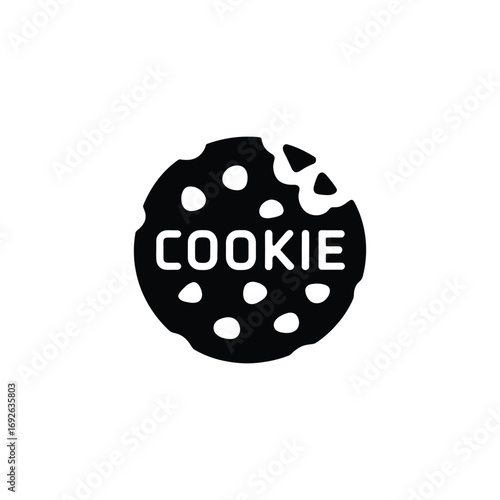 Simple Cookie Round Shape, Bite Mark Isolated on White with Text Transparent