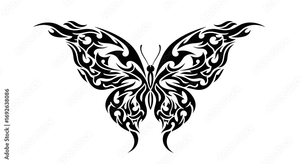 Obraz premium Captivating abstract tribal butterfly tattoo design inspiration for art enthusiasts