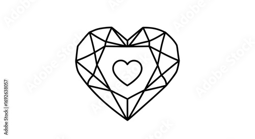 Geometric heart gemstone with inner heart design symbolizing love and preciousness
