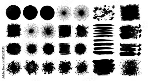 Wallpaper Mural Collection of black ink splatter and brush stroke textures for graphic design projects Torontodigital.ca