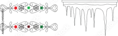 Festive holiday borders with snowflakes and icicles