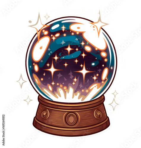 Mystical Crystal Ball Galaxy Scene