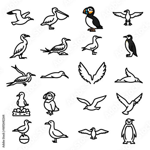 Monochrome icon collection of diverse occupations, representing a variety of career paths and employment opportunities