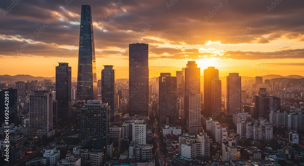 Fototapeta premium City skyline sunset