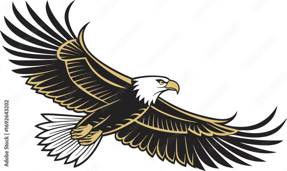 Obraz premium Eagle flying with spread wings vector illustration