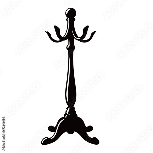 black and white silhouette of a hat stand vector on a white background