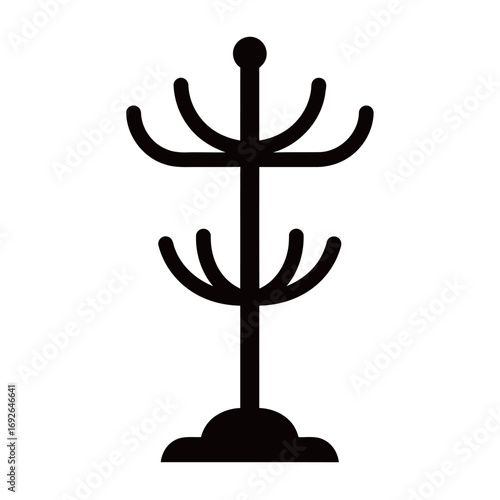 black and white silhouette of a hat stand vector on a white background