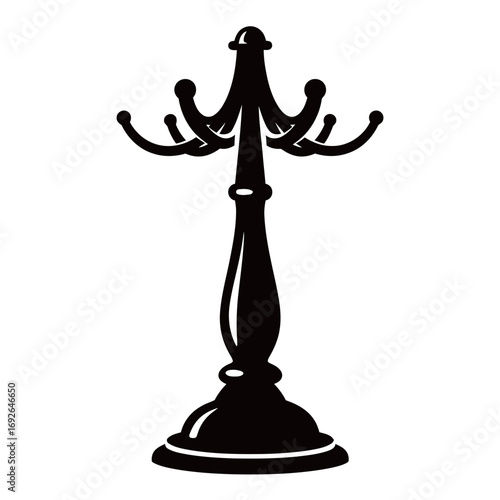 black and white silhouette of a hat stand vector on a white background