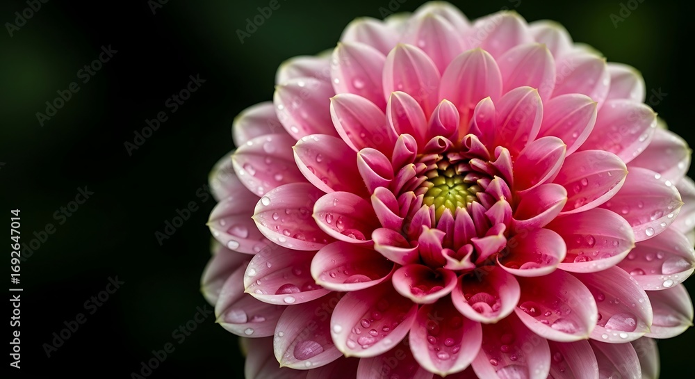 Fototapeta premium Pink Dahlia Flower with Water Droplets.
