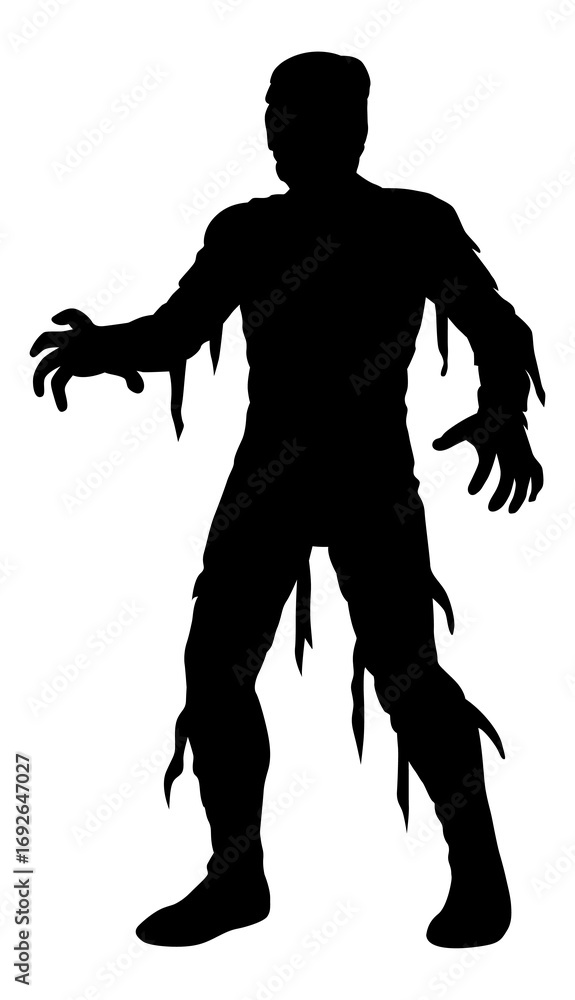 Naklejka premium Mummy silhouette illustration. Cartoon character for Halloween