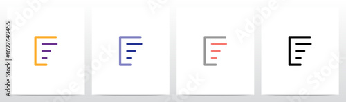 Horizontal Lines Inside Outlines Letter Initial Alphabet Logo Design F