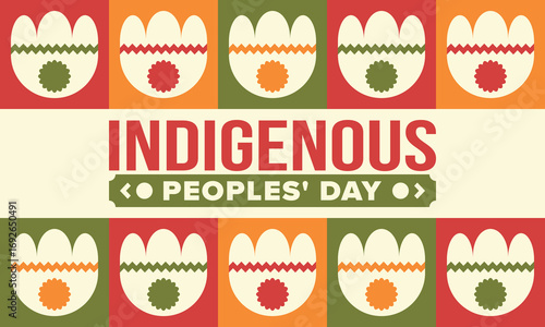 Indigenous Peoples' Day. Native American Day. American Indian culture. Heritage Month. Celebrate annual in United States. Tradition pattern. Poster, card, banner and background. Vector illustration