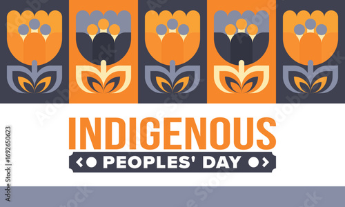 Indigenous Peoples' Day. Native American Day. American Indian culture. Heritage Month. Celebrate annual in United States. Tradition pattern. Poster, card, banner and background. Vector illustration