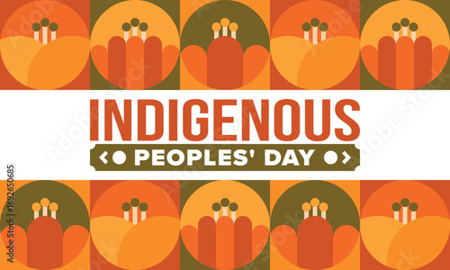 Indigenous Peoples' Day. Native American Day. American Indian culture. Heritage Month. Celebrate annual in United States. Tradition pattern. Poster, card, banner and background. Vector illustration