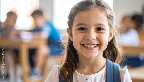 Smiling girl in classroom