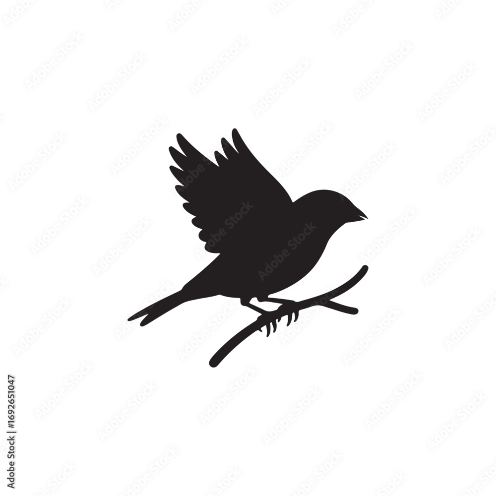 Obraz premium Bird on Branch Silhouette
