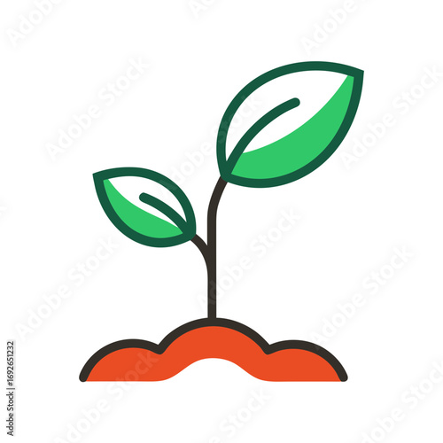 Green sprout growing from soil isolated on transparent background