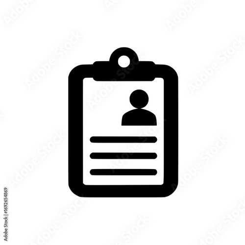 User icon on clipboard vector for identity verification and digital profile management interface