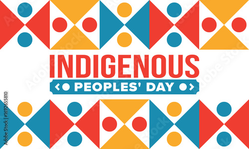 Indigenous Peoples' Day. Native American Day. American Indian culture. Heritage Month. Celebrate annual in United States. Tradition pattern. Poster, card, banner and background. Vector illustration