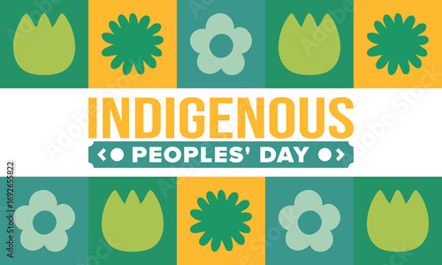 Indigenous Peoples' Day. Native American Day. American Indian culture. Heritage Month. Celebrate annual in United States. Tradition pattern. Poster, card, banner and background. Vector illustration