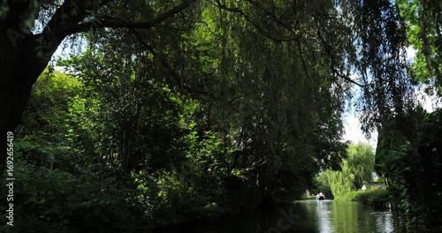 The hortillonnages are gardens and marshland crossing by canals. Amiens, Somme department, France.