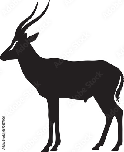 Black Silhouette of a Gazelle Standing antelope animal