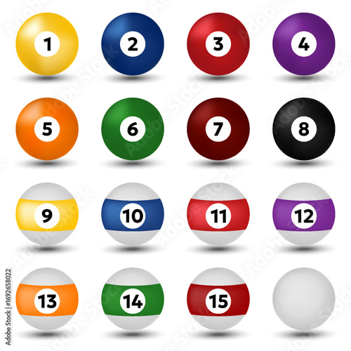 Billiards balls icons shiny colorful design

