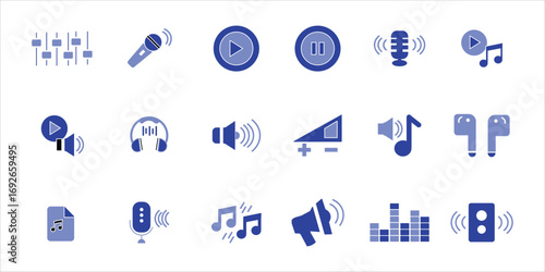audio icons set. simple colored vector illustration