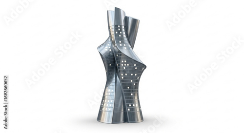 Abstract metal sculpture art modern architectural design contemporary artistic metalwork creative structure form 3d render