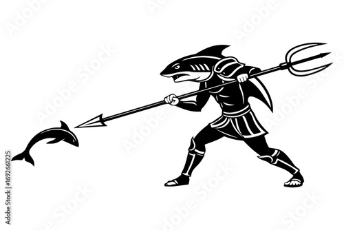 warier, shark hunting fish silhouette