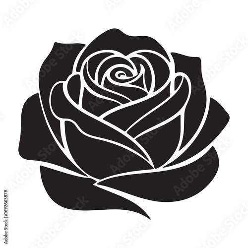 Timeless Bloom: A striking black rose, rendered in stark contrast, offers a minimalist yet elegant interpretation of floral beauty, focusing on the core of a singular, evocative blossom.