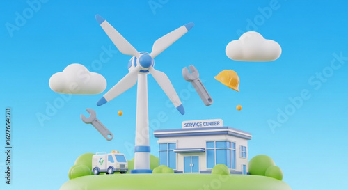Wind turbine service center maintenance renewable energy repair shop windmill repair and maintenance clean power