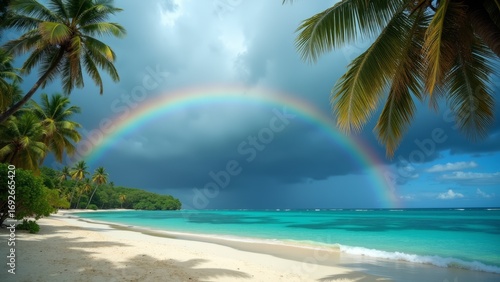 Tropical Storm Clearing Dramatic Sky Over Paradise HDR Vacation Background