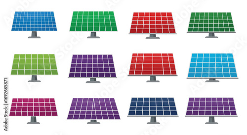 colorful solar panels arranged neatly in rows