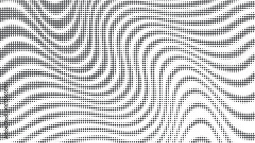 A mesmerizing abstract backdrop showcases wavy lines composed of varying-sized gray dots over a crisp white background, forming a visually engaging textured pattern