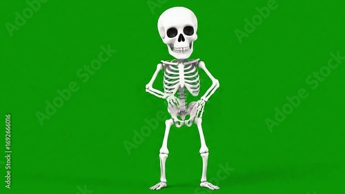 3D Skeleton Character on Green Screen — Chroma Key Animation Footage