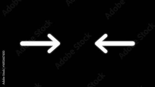 Animation White arrows indicating left and right directions, guiding design elements for websites, presentations, infographics, and social media posts highlighting choices.
